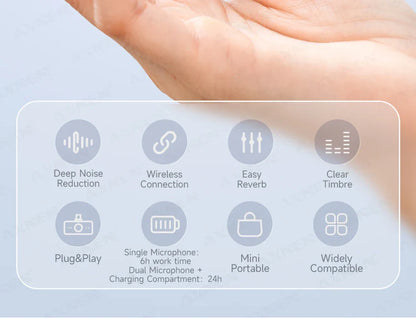 Mini Wireless Lavalier Microphone – Professional 360° Pickup with ENC Noise Reduction for iPhone, Android & Type-C Devices