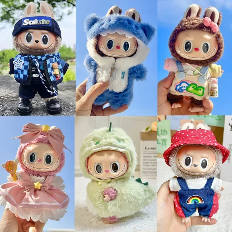 17cm Mini Labubu Doll Clothes — Korea V1 V2 Idol Outfit with Pit Strip Climbing Suit | Doll Accessories Gift