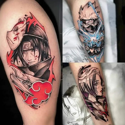Naruto Temporary Tattoo Stickers — 5/10/20 Pcs Waterproof Anime Body & Arm Art for Cosplay (Sasuke, Itachi, Uzumaki)