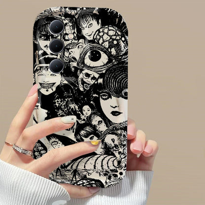 Junji Ito Horror Comics 3D Wave Phone Case for Samsung Galaxy A73 / A72 / A71 / A55 / A54 / A53 / A35 / A34 / A33 / A25 / A24 / A23 / A15 / A14 / A13 / A05 / A04 / A03 – Shockproof 4G/5G Protective Cover Anime Design