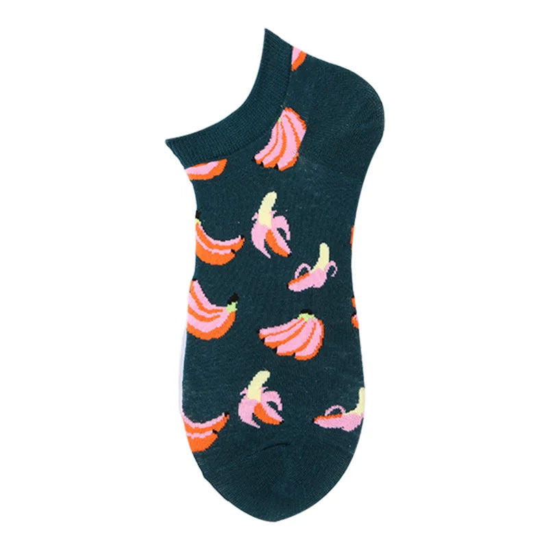 40-Style Colorful Cotton Ankle Socks – Fashion Novelty Short Socks for Men & Women, Funny Animal, Food & Avocado Casual Designs