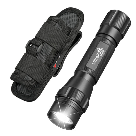 UltraFire T1 Pro Tactical Flashlight – 1200LM Powerful Rechargeable Police Flashlight with Holster for Outdoor Use