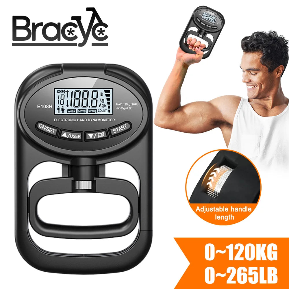 Grip Strength Tester 265Lbs/120Kg - Digital Hand Dynamometer with USB, LCD Screen & Hand Grip Strength Meter