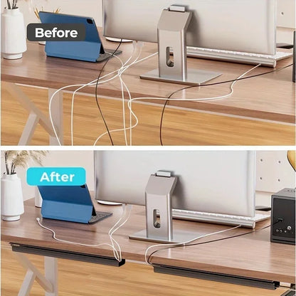 Under Desk Cable Management Tray – No-Drill Channel Raceway Cord Hider for Organized Workspace