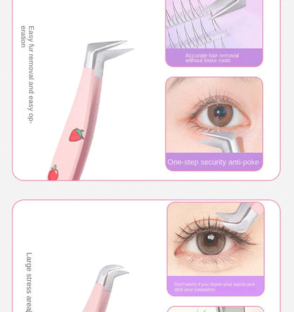 6 Types False Eyelash Tweezers — Stainless Steel Anti-Static Curved & 3D Lash Tools