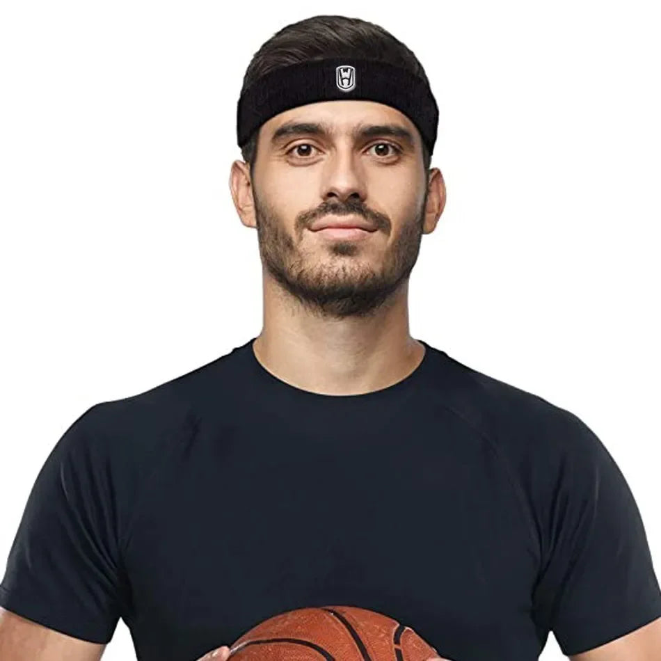 WOSWEIR Cotton Athletic Headband – Elastic Sweatband for Men & Women, Ideal for Gym, Sports, Basketball, Tennis & Fitness