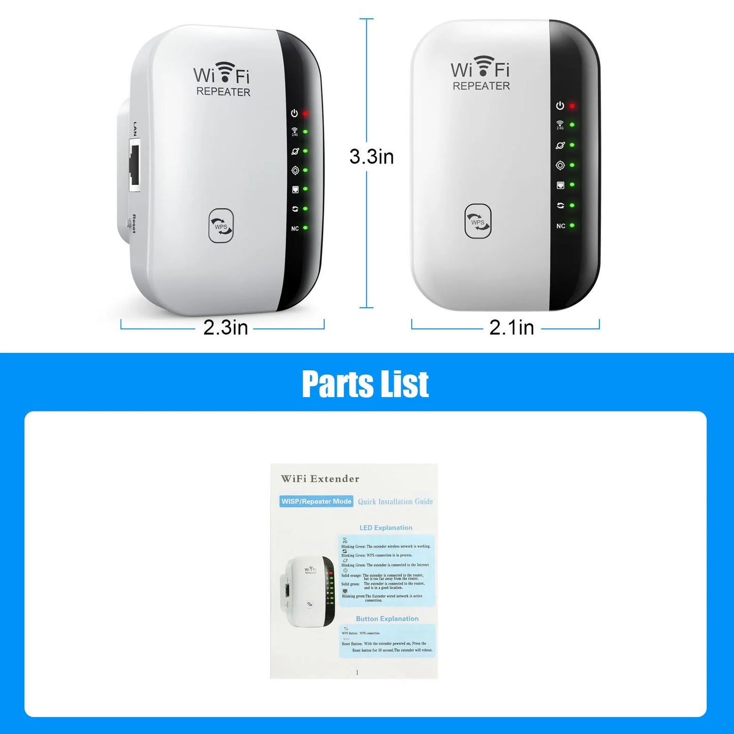 300Mbps Wireless WiFi Repeater — 2.4G WiFi Extender & Signal Booster, 802.11N Router Adapter for Home & Office