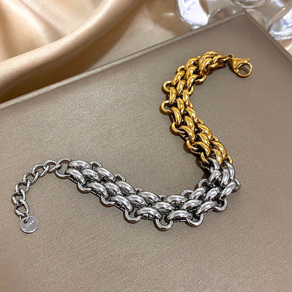 Greatera Handmade Braided Titanium Steel Bracelet – Waterproof Contrast Color Chain Bangle for Men & Women Classic Jewelry
