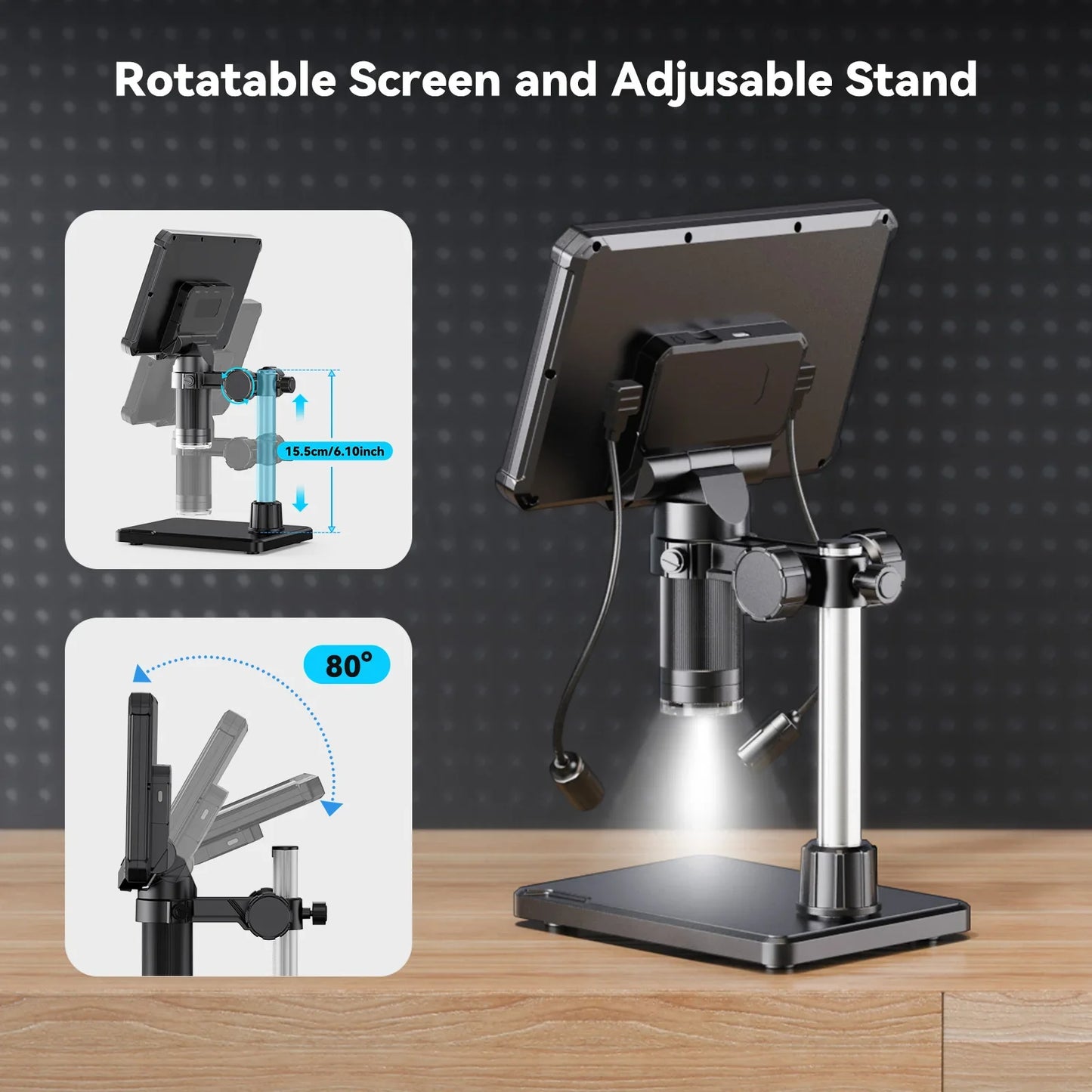 7 Inch Digital Microscope 1200X – 16MP HD Inspection Camera for PCB Repair, Coin Collecting & Soldering with LED Lights & PC View Support