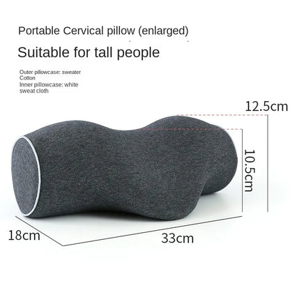 Cervical Spine Pillow - Antiarch Traction Pillow with PU Memory Foam Core, Pure Cotton Cover, Portable Neck Support Pillow