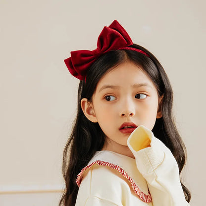 Women's Soft Velvet Bowknot Hairbands – Elegant Red & Black Party Headbands, Korean Vintage Headwear, Photo Prop Accessories