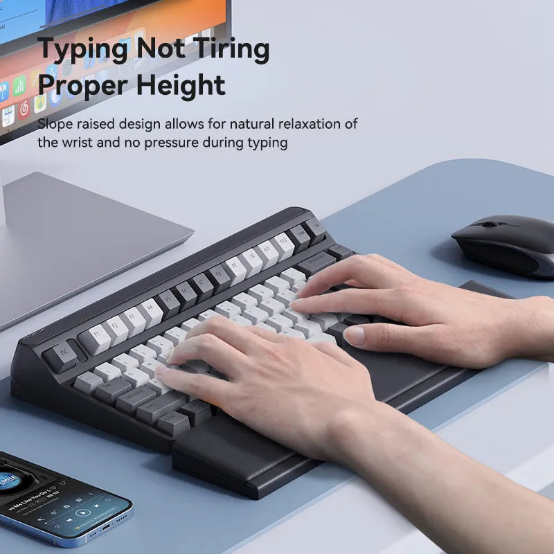 Ergonomic Keyboard Wrist Rest Pad by Hagibis - Soft Memory Foam Support with Desktop Storage Box for Easy Typing & Pain Relief in Office or Home
