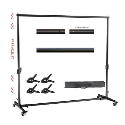 Adjustable Photo Backdrop Stand - 2.6 x 3M Telescopic Background Support System with Carry Bag