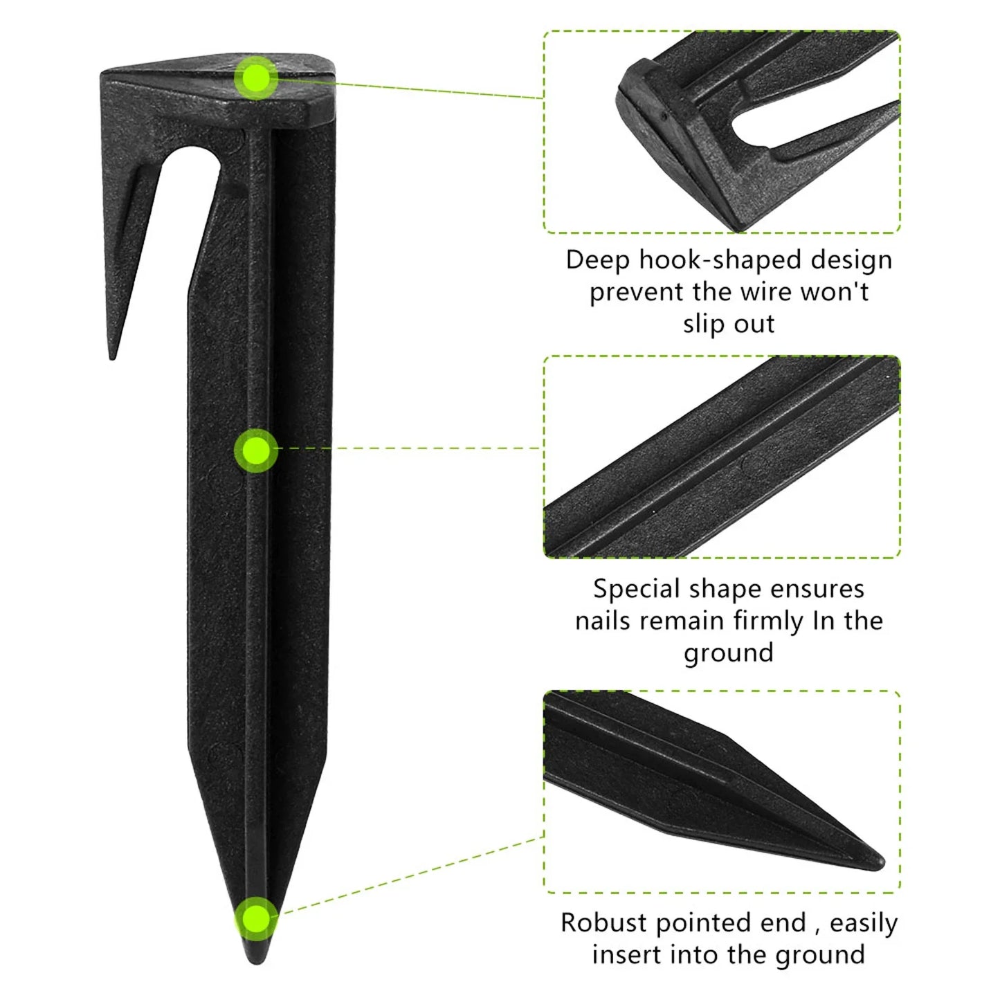 Garden Lawn Mower Ground Pegs - 100-300PCS Eco-Friendly Boundary Cable Stakes for Quick Installation