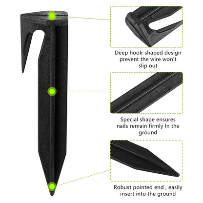 Garden Lawn Mower Ground Pegs - 100-300PCS Eco-Friendly Boundary Cable Stakes for Quick Installation
