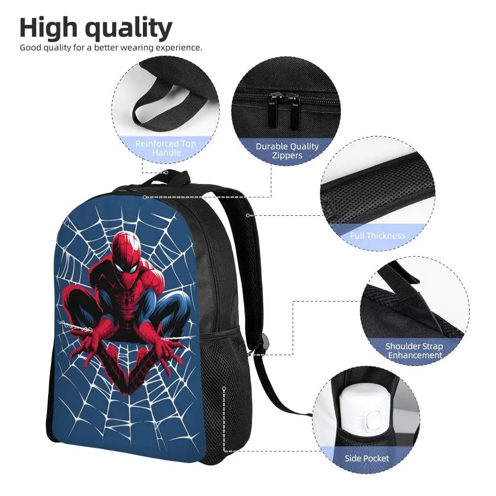 Custom Spider-Man Web Backpack – Water-Resistant School & College Bag for Men and Women