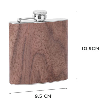 6oz Stainless Steel Hip Flask – Wood Grain Leather Wine Bottle, Portable Russian Flag Outdoor Flagon Gift for Men