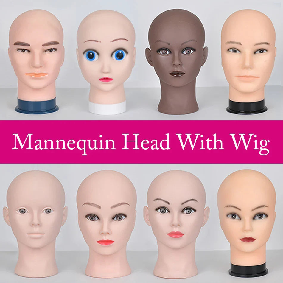 Mannequin Head Wig Stand — Adjustable Tripod Holder for Wig Making, Display, and Cosmetology Training