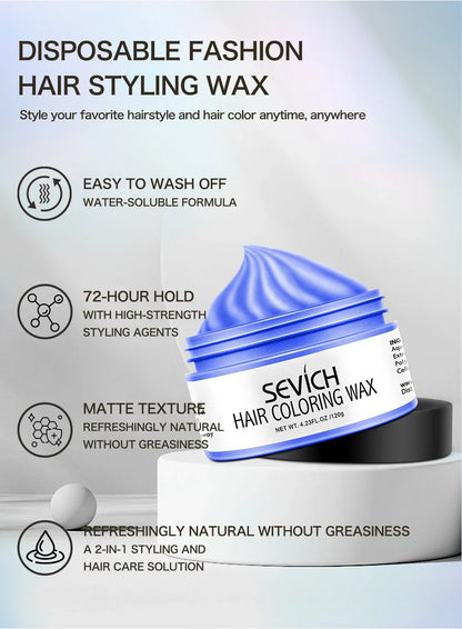 Temporary Hair Color Wax Kit – Washable Instant Hair Dye Cream for Men, Women & Kids, Party Cosplay, Blue, Purple, Red, Green