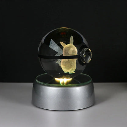 Pokemon Crystal Ball Night Light – Pikachu, Gengar, Eevee, Mewtwo & Lucario LED Pokeball, Kids Birthday Gift & Home Decor