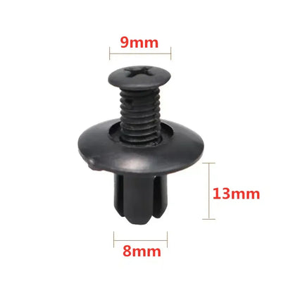 5/100pcs 8mm Plastic Rivets – Black Car Bumper & Fender Fastener Clips for Toyota, Kia, Nissan, Yamaha