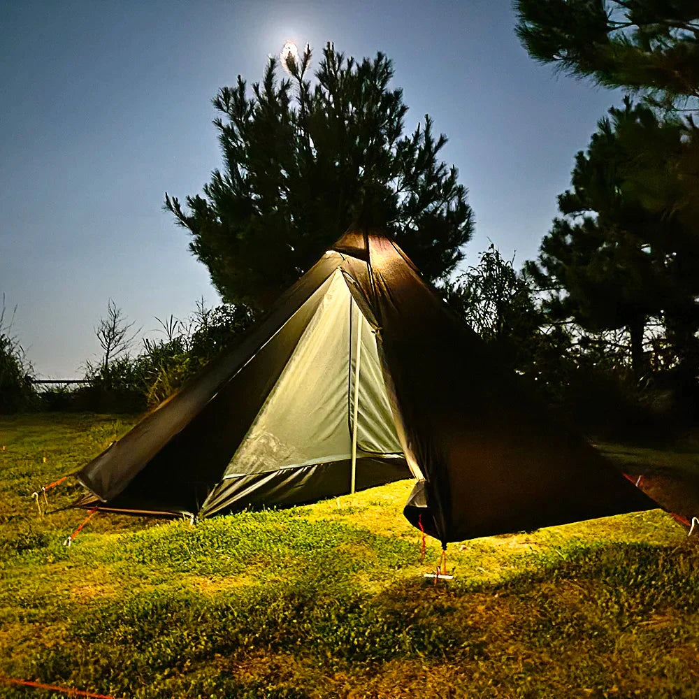 Camping Hot Tent with Chimney Window – Ultralight Tipi Teepee Pyramid Tent, Double Layer Bushcraft Shelter for 1 Person