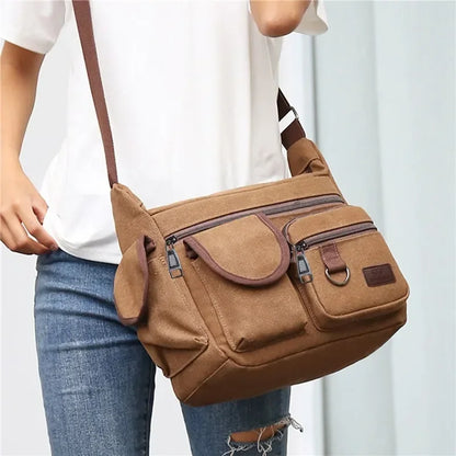 Men's Casual Sling Bag – Vintage Crossbody Messenger Shoulder Bag for Travel & Outdoor Use