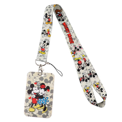 Lilo & Stitch Cute Couples Lanyard – Keychain, ID Badge Holder & Phone Strap with Card Cover Charm Accessories
