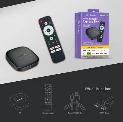 Android 13 Smart Home Theater TV Box – Allwinner H313, Google Assistant, Netflix Streaming, Bluetooth Media Player, 2GB/16GB, 2.4G/5G Wifi, T1