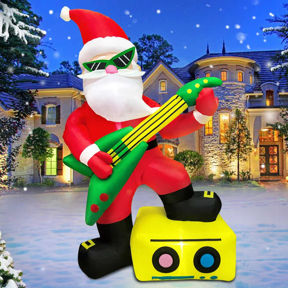 Merry Christmas Tree Arch Inflatable – Santa Claus Sleigh Decoration with LED Light for Home, Garden, and New Year Party Decor