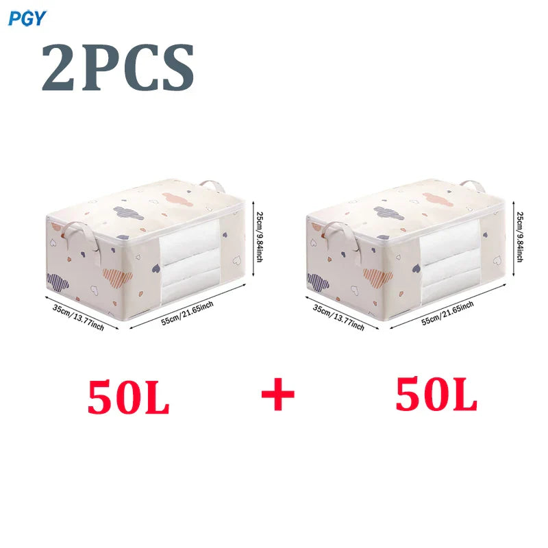 Big Capacity Storage Bag – 4/2/1PCS Moisture & Dust-Proof Organizer for Quilts, Clothes, Duvets, Blankets, and Luggage