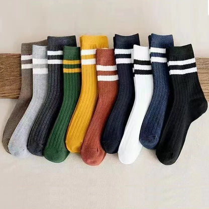 5/10 Pairs Striped Harajuku Retro Socks - Casual, Breathable Cotton Socks for Men & Women