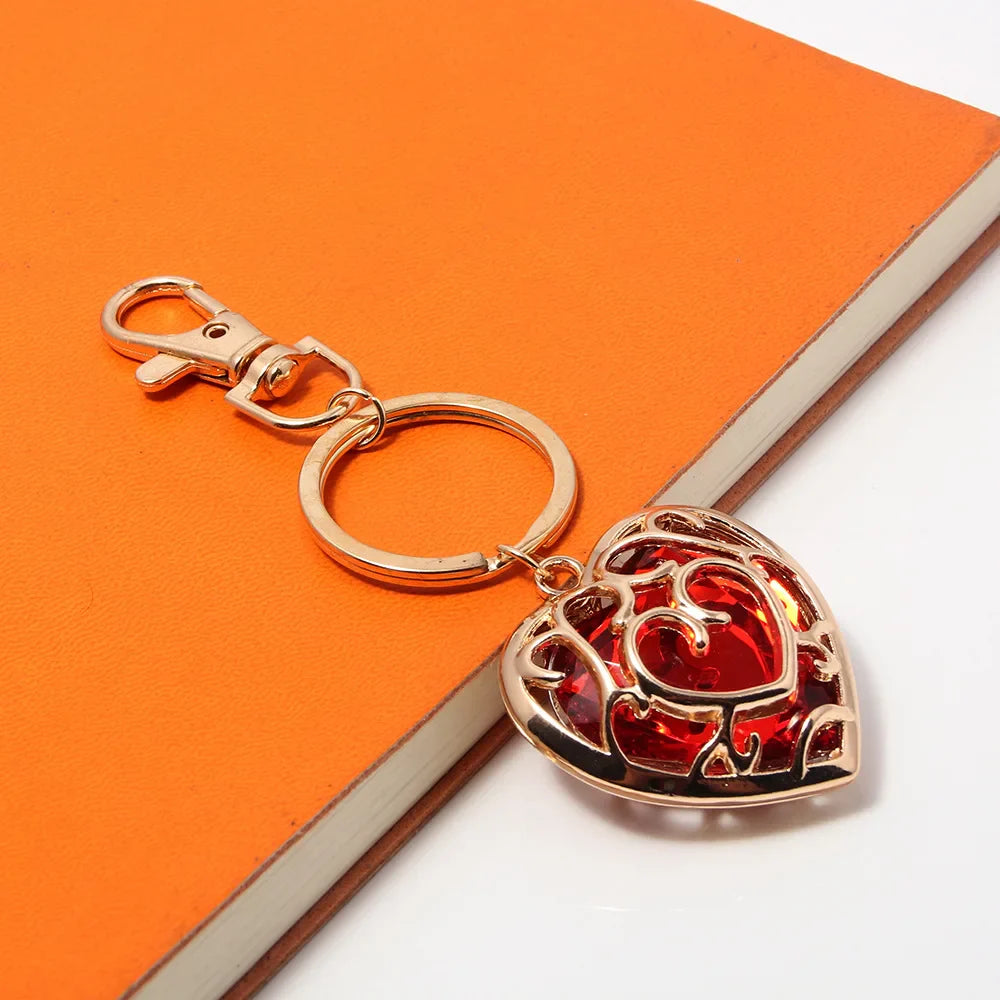 Zelda Tears of the Kingdom Keychain – Red Sapphire Heart Pendant Cosplay Accessory Gift