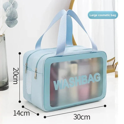Waterproof Large Capacity Travel Cosmetic Bag – Portable Shower Makeup Organizer with Separate Wet & Dry Compartments