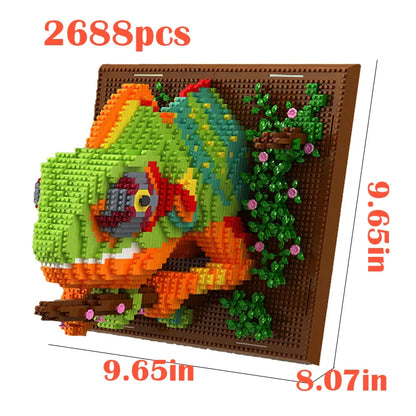Creative 3D Wall Art Frame DIY Building Block Set – Shark, Eagle & Parrot Micro Animal Particle Model Toy for Adults Home Decor Gift