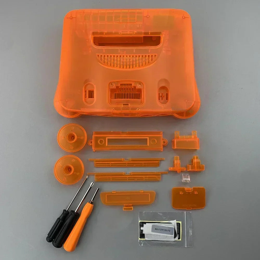2-Pack Transparent Orange & Purple N64 Replacement Housing Shell – Translucent Case for Nintendo N64 Console