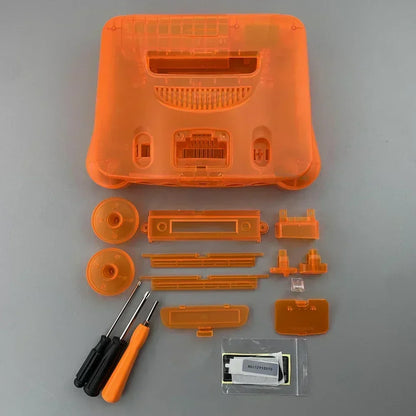 2-Pack Transparent Orange & Purple N64 Replacement Housing Shell – Translucent Case for Nintendo N64 Console