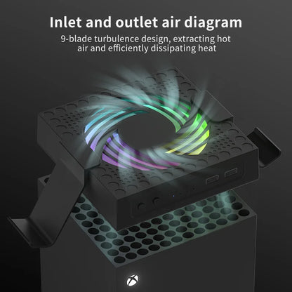 Cooling Fan for Xbox Series X/S – RGB Low-Noise Top Fan with Adjustable Speed System
