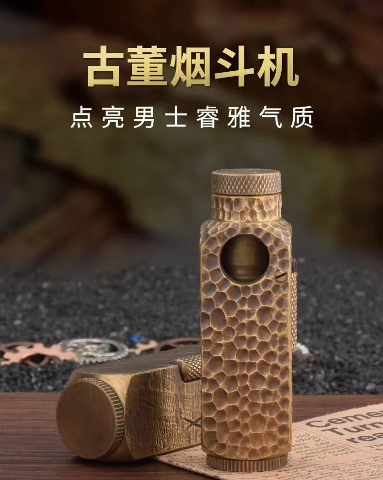 Handmade Brass Carved Trench Kerosene Lighter – Vintage Flamidor Gasoline Lighter, Heavy Men's Smoking Gift Collection