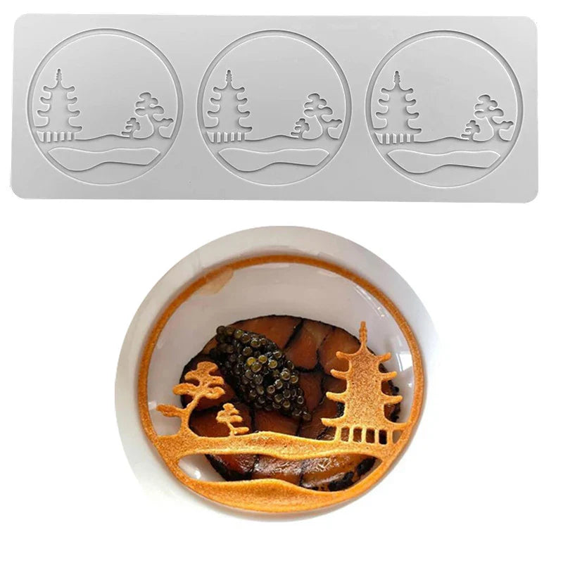 Chinoiserie Pavilion Silicone Mold — DIY Leaf, Flower & Swan Sugar Lace Pad for Chocolate & Crisp Cake Decoration