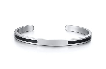 Men's Enamel Bangle - Viking Logo Cuff Bracelet, Stainless Steel Minimalist Bangle for Gentlemen