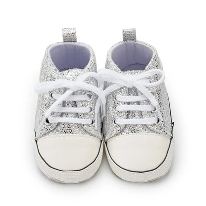 Meckior Baby Flash Canvas Sneakers – Infant First Walkers Soft Sole Anti-Slip Shoes for Boys & Girls