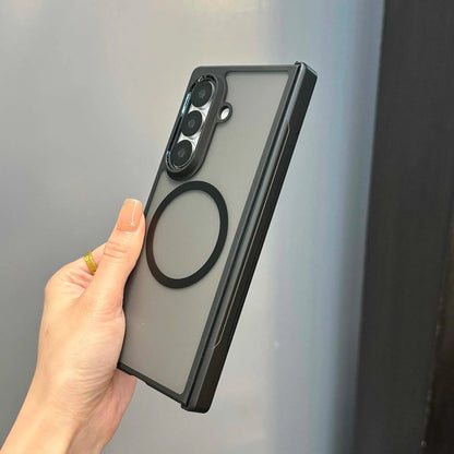 MagSafe-Compatible Case for Samsung Galaxy Z Fold 7 – Translucent Hinge, Shockproof Folding Cover with Magnetic Wireless Charging