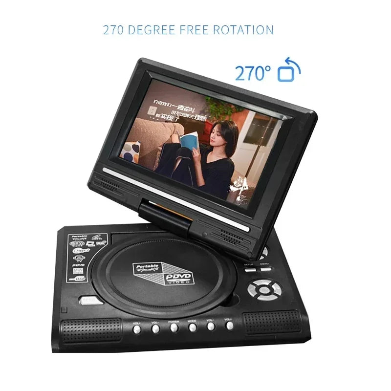 7.8 Inch Portable DVD CD Player - Rotatable Screen Desktop Media Player with Remote Control for Travel