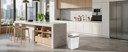 2-Pack 12L Touchless Automatic Trash Cans – Motion Sensor Slim Bins with Lids for Bathroom, Bedroom, Office (White)