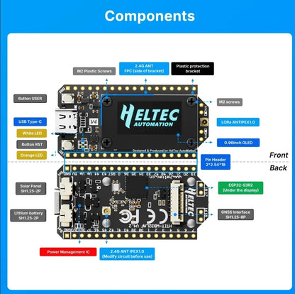 Heltec WiFi LoRa32 Board - V3/V4 ESP32-S3 SX1262 LoRa WiFi BLE Development Board for IoT & Meshtastic