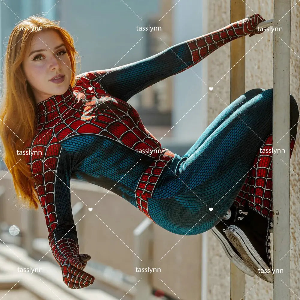 Spider-Raimi Cosplay Costume – Spider Girl Zentai Spandex Bodysuit for Halloween, Party & Anime Geek Outfit
