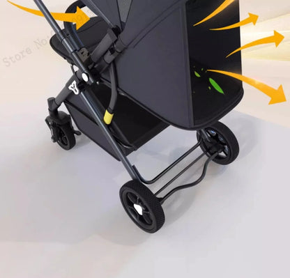 Lightweight Two-Way Baby Stroller — High Landscape, Spine Protection, 4-Wheel Newborn Push Trolley