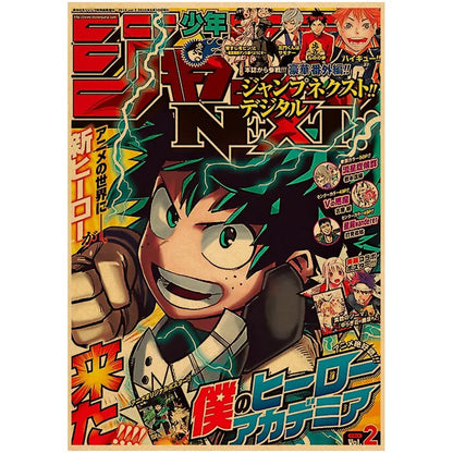 Vintage My Hero Academia Anime Poster – Retro Kraft Style Wall Art for Home Decor, Cartoon Painting & Room Decoration Sticker