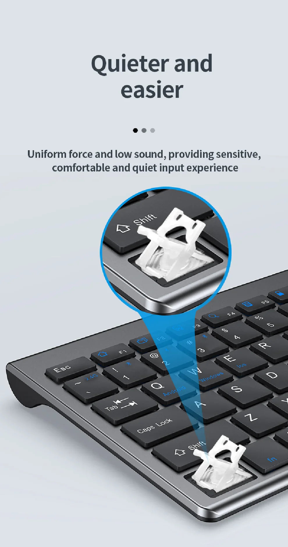 Gray Bluetooth 5.0 & 2.4G Wireless Keyboard and Mouse Combo – Rechargeable Full-Size Set for Notebook & Laptop